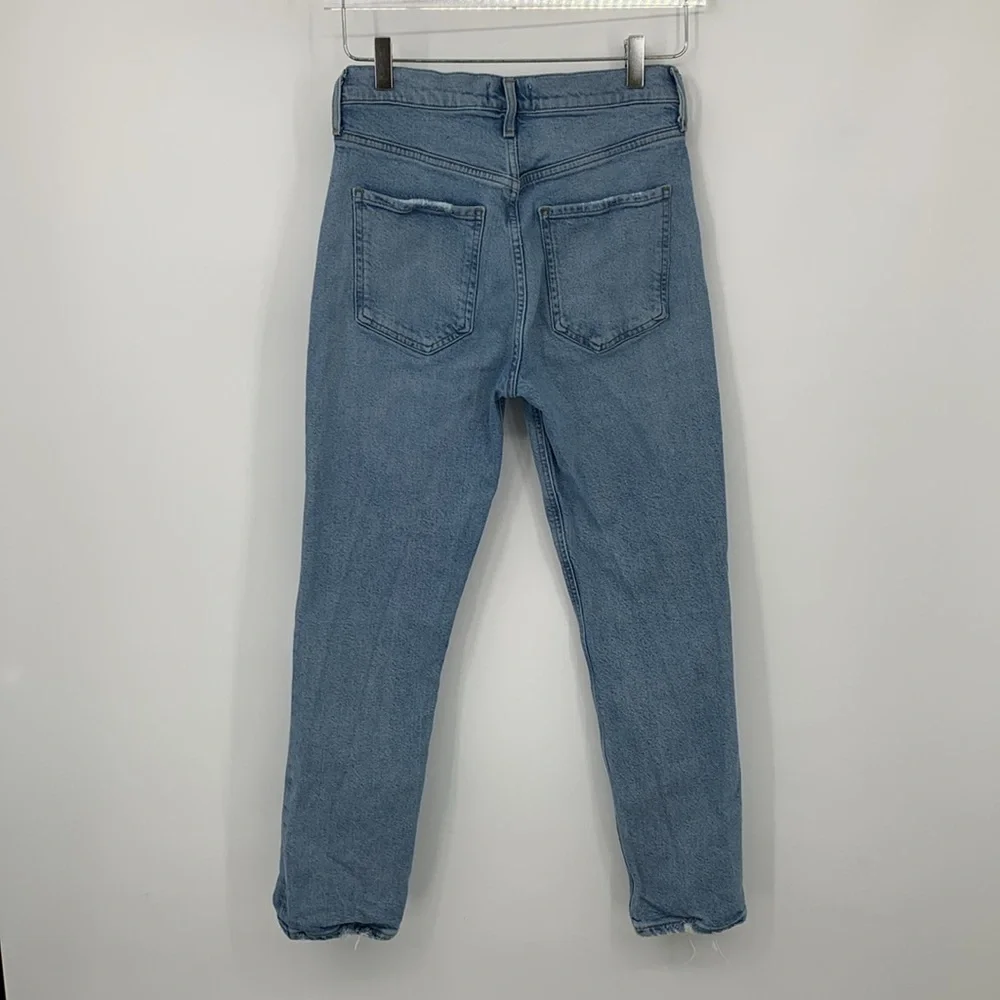 AGOLDE Riley Crop jeans denim button fly distressing light wash high rise 26 - Picture 5 of 8